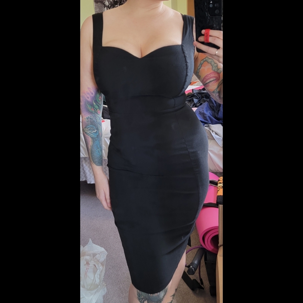 Collectif black wiggle sweetheart neckline dress
